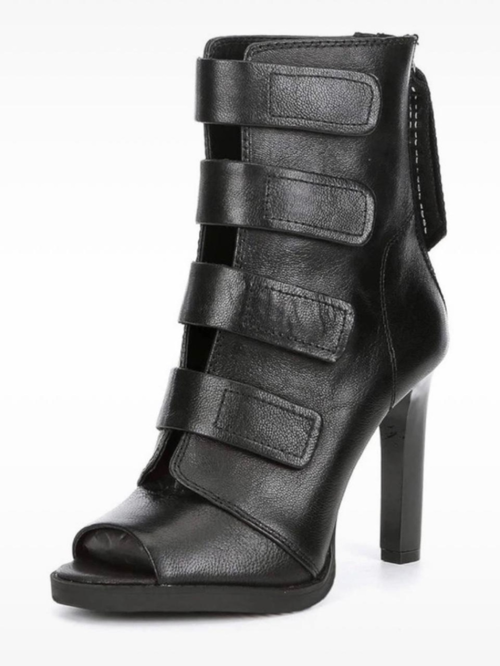 DKNY Black Peep-Toe Strap Ankle Bootie